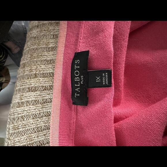 Talbots Plus Barbiecore pink/light pink button-down cardigan sweater Size 1X - Picture 5 of 5